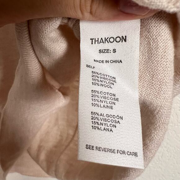 Thakoon Cream Cotton Wool Blend Long Sleeve V-Neck Pullover Sweater Size Small - Picture 6 of 6